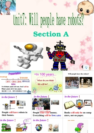 2014版新目标英语八年级上册Unit7WillpeoplehaverobotssectionA