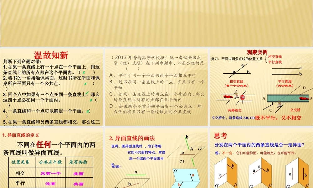 空间两条直线之间的位置关系