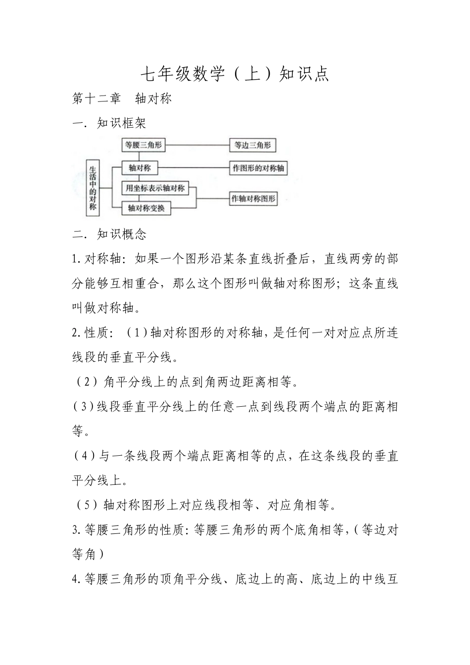 七年级数学（上）知识点第十三章_第1页