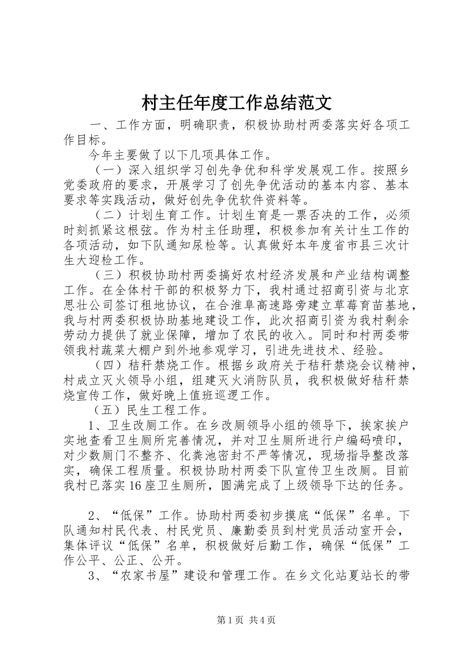 村主任年度工作总结范文_第1页