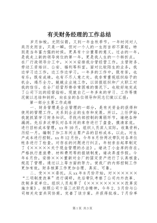 有关财务经理的工作总结