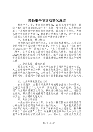某县端午节活动情况总结
