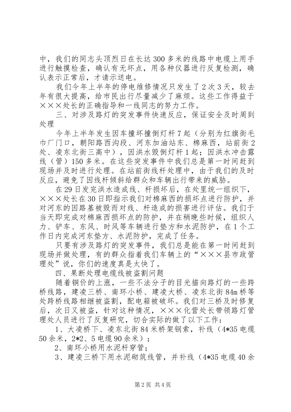 路灯管理处上半年工作总结范文_第2页
