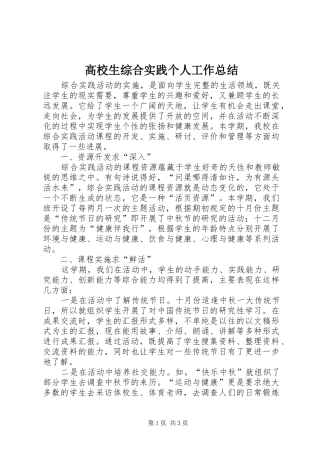 高校生综合实践个人工作总结_1