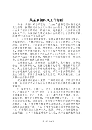 某某乡镇纠风工作总结