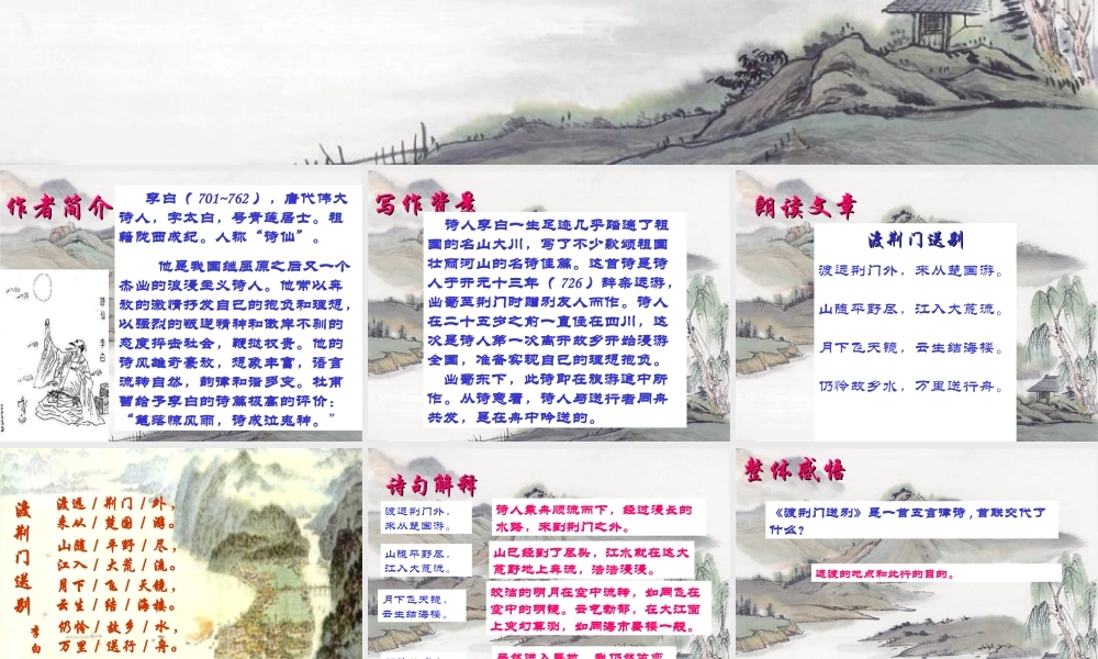 《渡荆门送别》课件