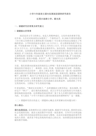 小学六年级语文课内拓展阅读课例研究报告