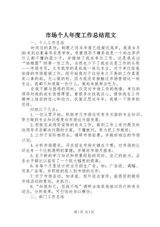 市场个人年度工作总结范文