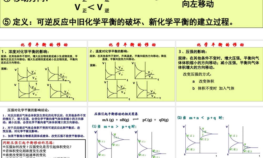 化学平衡移动章节复习题