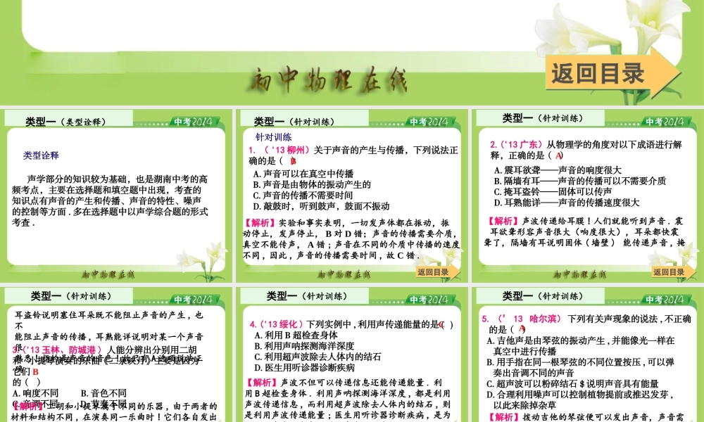 人教版2014中考备考策略《专题3声学、光学》课件