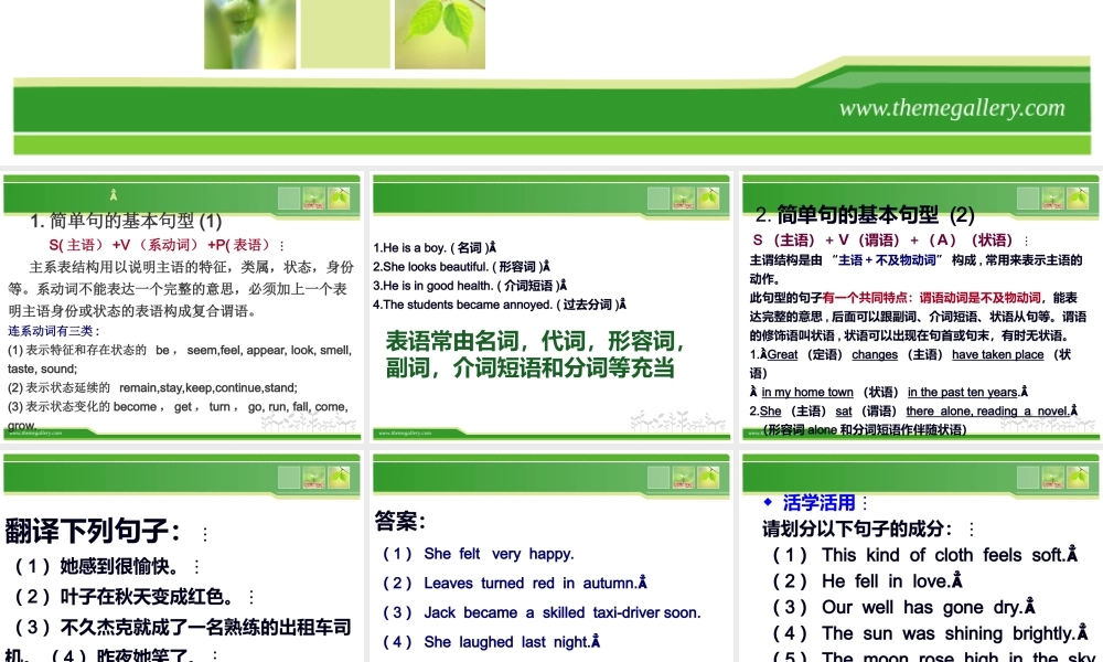 英语一轮复习之写作——简单句