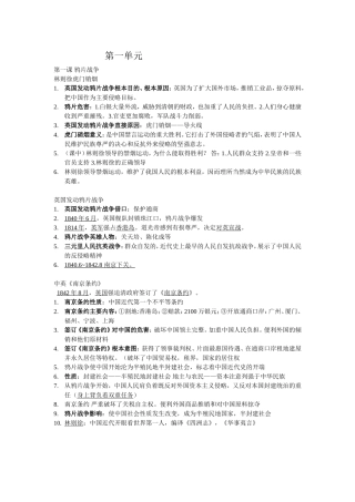 初二上册历史复习资料