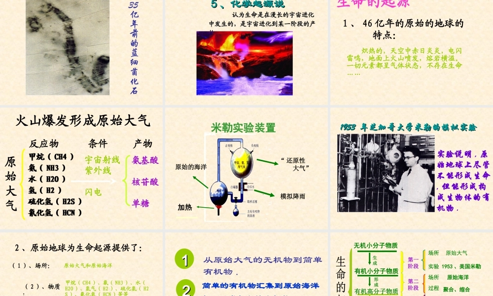 八年级生物下册第七单元第三章第一节_地球上生命的起源课件