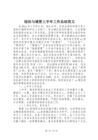 综治与城管上半年工作总结范文