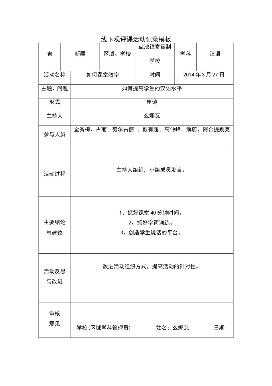 高仲峰线下活动记录模版_第1页