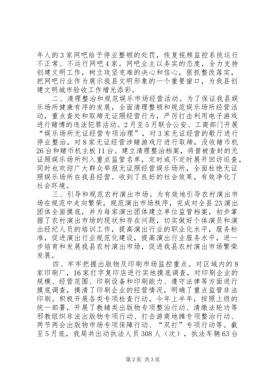 文化市场上半年工作总结_第2页