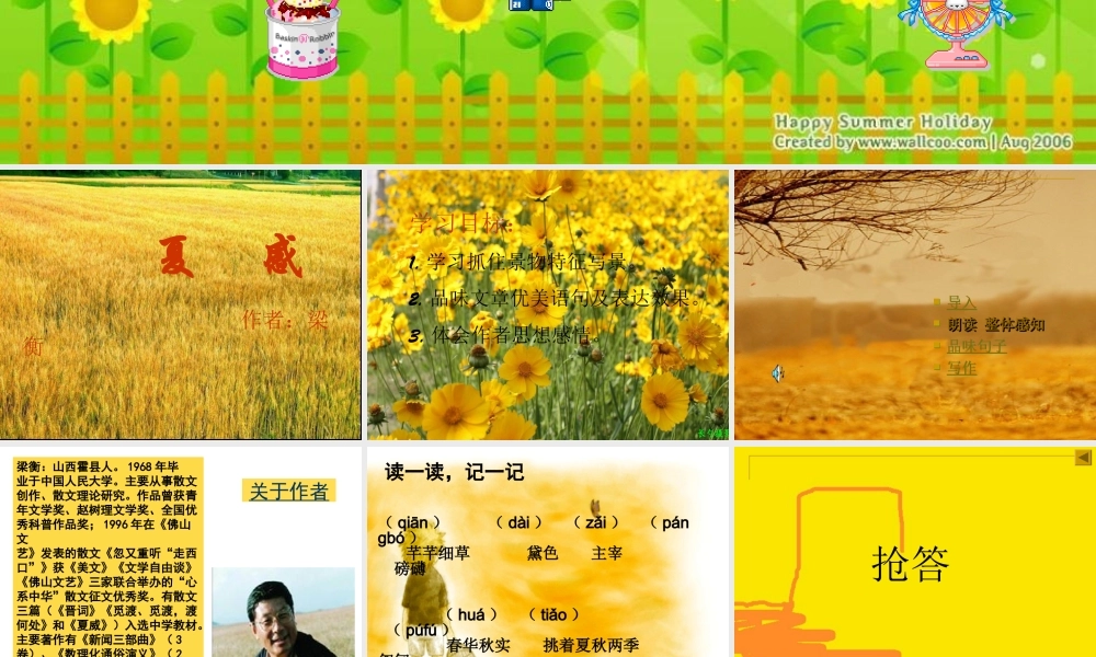 人教版语文七年级上册13课《夏感》课件