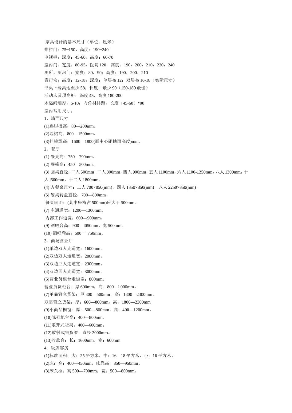 家具设计的基本尺寸_第1页