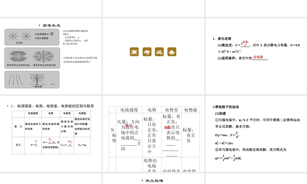 2013年高三物理二轮锁定高考课件：36电场中常考的3个问题
