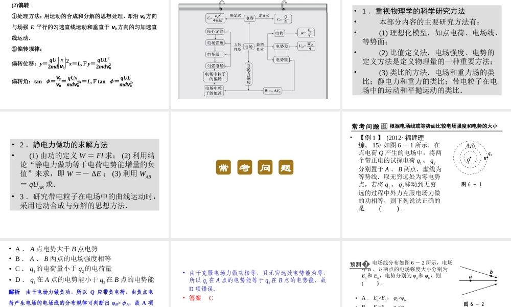 2013年高三物理二轮锁定高考课件：36电场中常考的3个问题