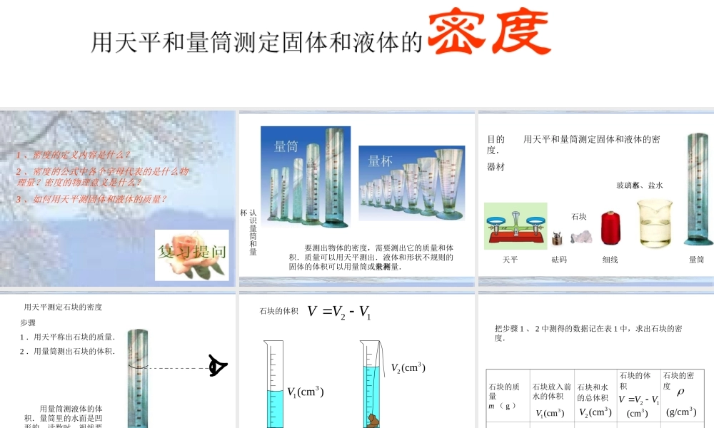 用天平和量筒测定固体和液体的密度