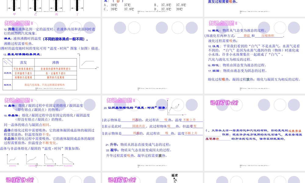八年级物理下册第六章物质形态及其变化复习课课件