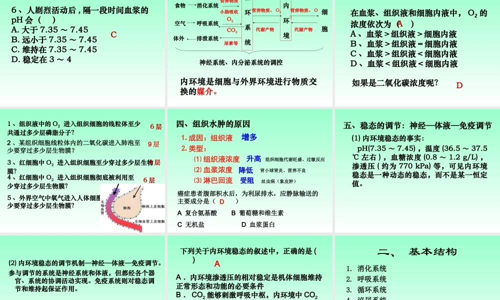 人体的内环境与稳态一轮复习