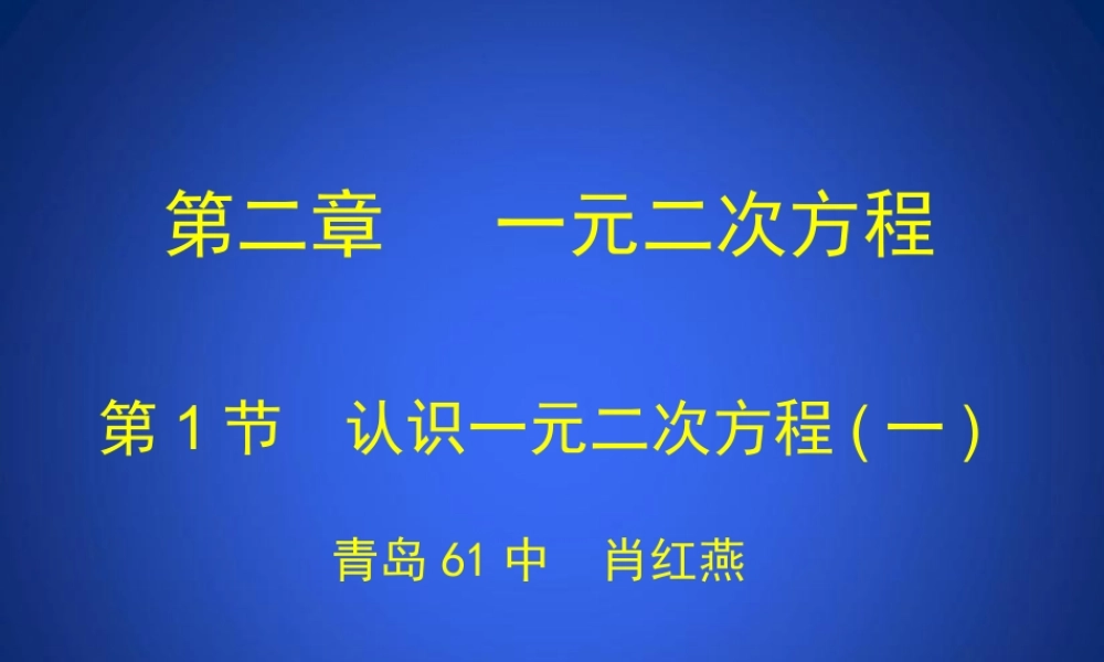 认识一元二次方程一演示文稿 
