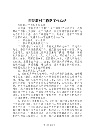 医院驻村工作队工作总结_1