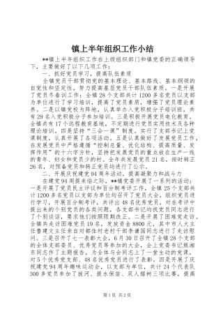 镇上半年组织工作小结