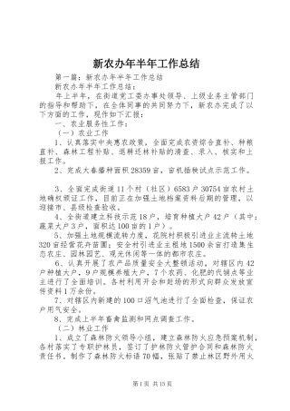新农办年半年工作总结