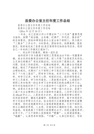 县委办公室主任年度工作总结_1