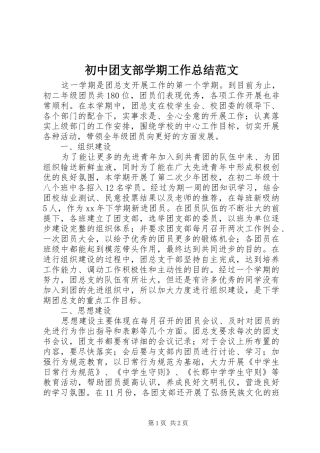 初中团支部学期工作总结范文