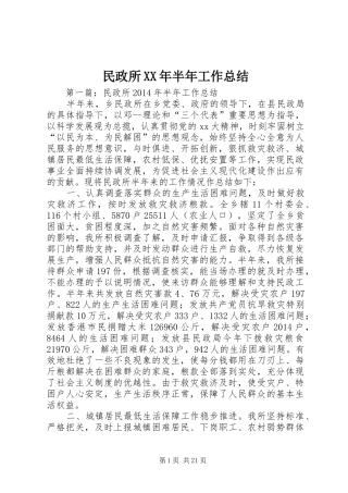 民政所XX年半年工作总结