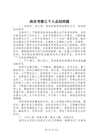 政治考察之个人总结两篇