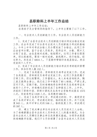县职称科上半年工作总结_1