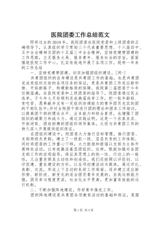 医院团委工作总结范文