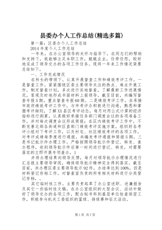 县委办个人工作总结(精选多篇)