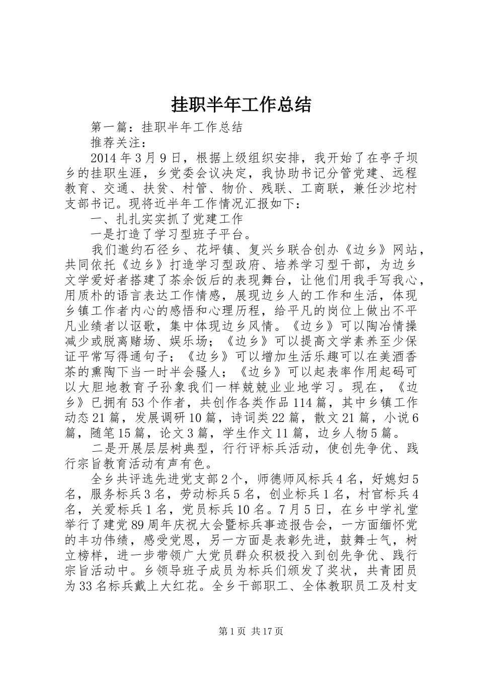 挂职半年工作总结_第1页