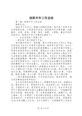 挂职半年工作总结