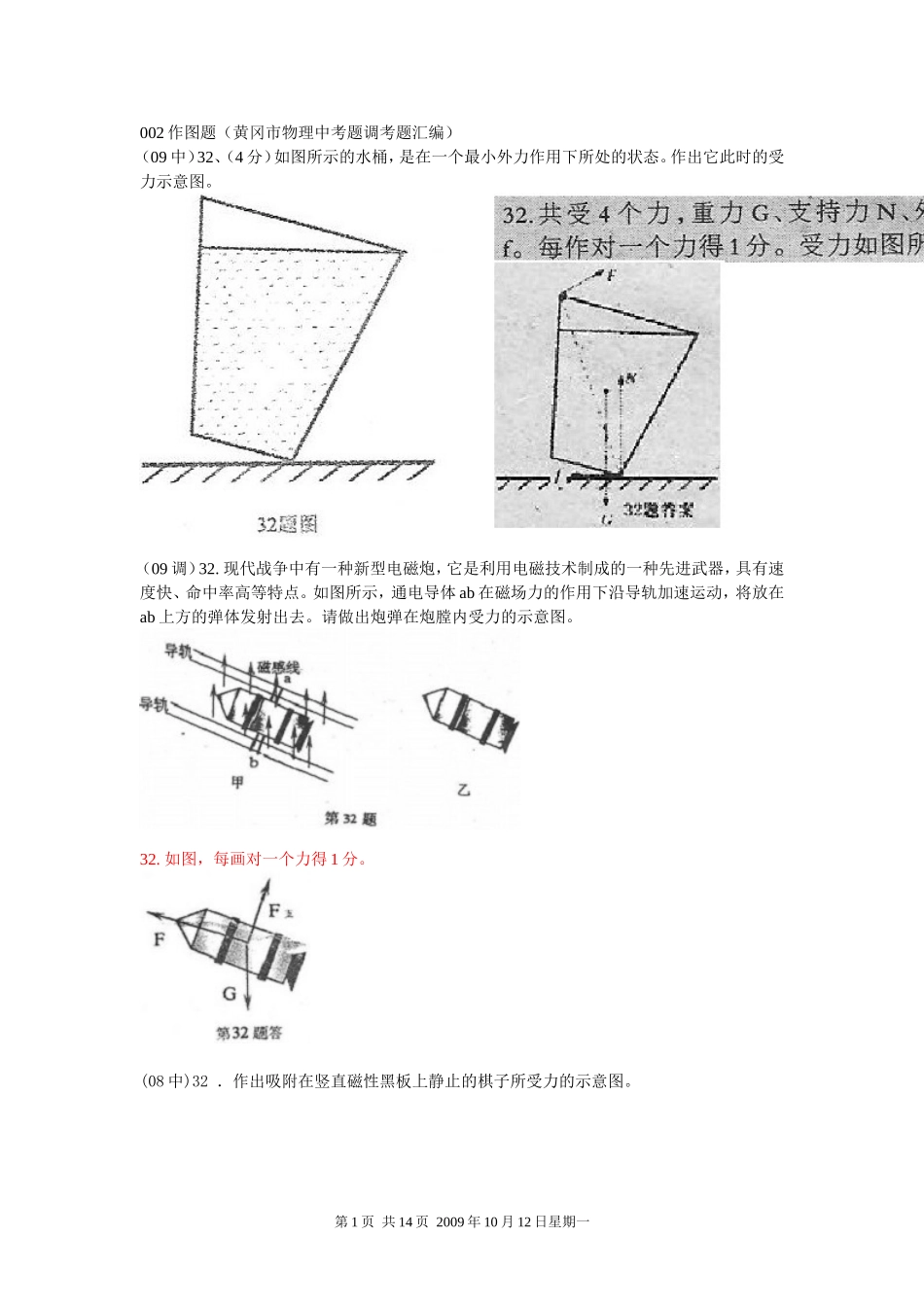 作图题黄冈市物理中考题调考题汇编_第1页