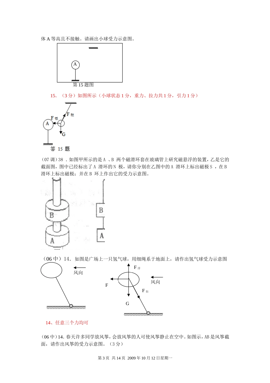 作图题黄冈市物理中考题调考题汇编_第3页