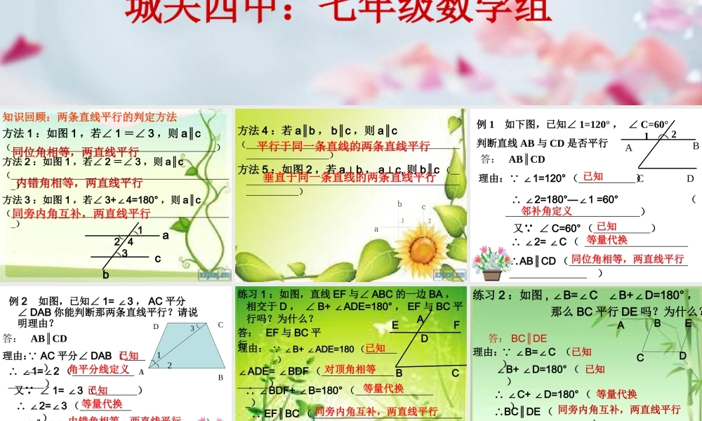 平行线的判定练习课课件