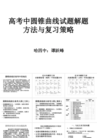 高考中圆锥曲线试题解题方法与复习策略