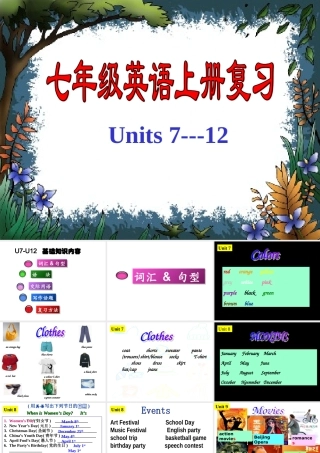 七年级上册英语7-12单元复习