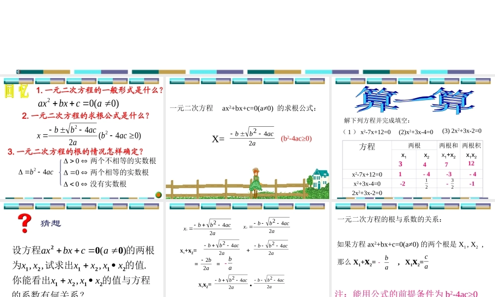 一元二次方程根与系数的关系(1)