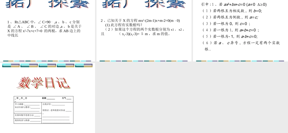 一元二次方程根与系数的关系(1)