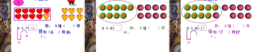 小学一年级数学上册课件-9加几课件1