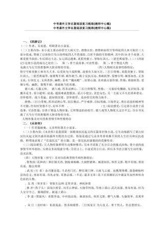 名著阅读重点梳理