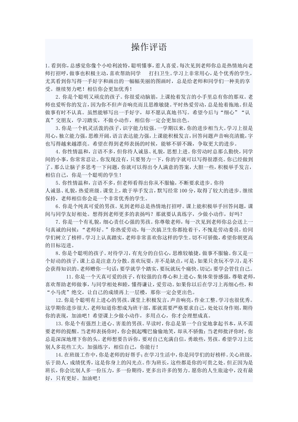 操作评语文档_第1页